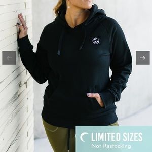 Zyia black mountain patch hoodie